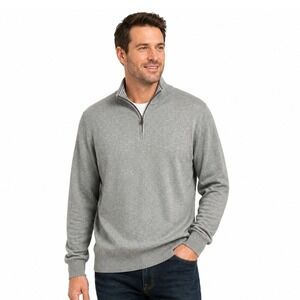 Brooks Brothers Mens XL Gray Supima Cotton Quarter Zip Pullover Sweater Striped